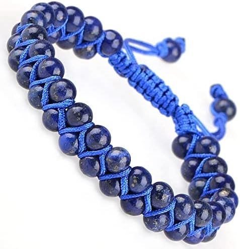 MASSIVE BEADS Natural Chakra Healing Power Crystals Macrame Bracelet Yoga Double Layer Stone Beads Gemstone Meditation Relax Anxiety Bangle for Unisex Women Men