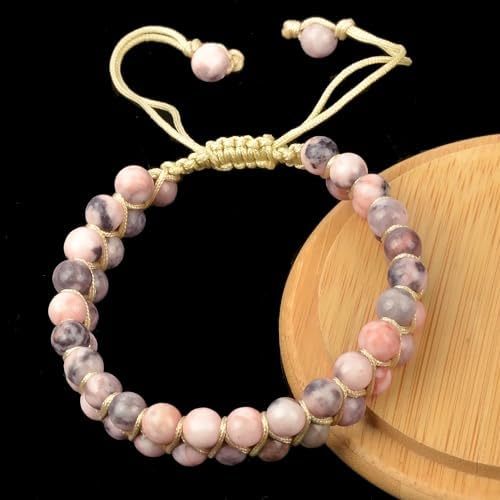 MASSIVE BEADS Natural Chakra Healing Power Crystals Macrame Bracelet Yoga Double Layer Stone Beads Gemstone Meditation Relax Anxiety Bangle for Unisex Women Men