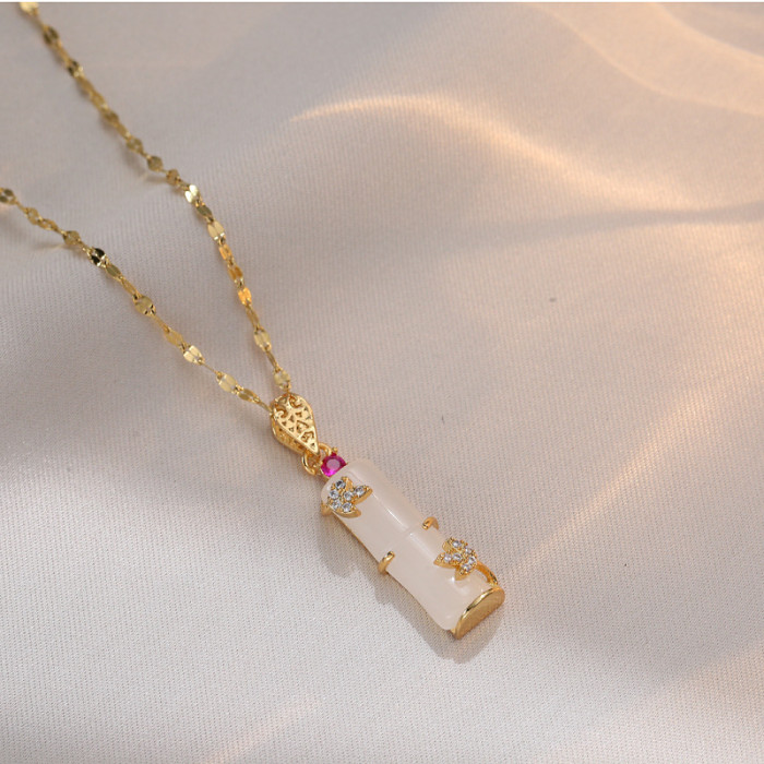 Natural white jade bamboo Festival pendant, festival high jade jade necklace, girlfriend gift, the top choice for your girlfriend's birthday