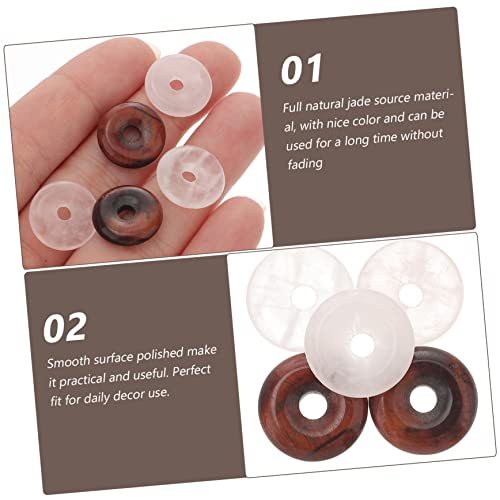 5Pcs Natural Jade Flat Beads Pendant for Jewelry Making DIY Craft Charms Elegant Design Durable Smooth Surface for Necklaces and Bracelets