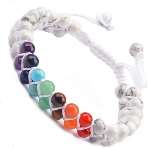 MASSIVE BEADS Natural Chakra Healing Power Crystals Macrame Bracelet Yoga Double Layer Stone Beads Gemstone Meditation Relax Anxiety Bangle for Unisex Women Men
