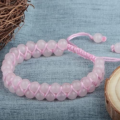 MASSIVE BEADS Natural Chakra Healing Power Crystals Macrame Bracelet Yoga Double Layer Stone Beads Gemstone Meditation Relax Anxiety Bangle for Unisex Women Men