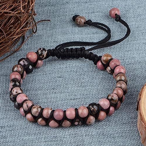 MASSIVE BEADS Natural Chakra Healing Power Crystals Macrame Bracelet Yoga Double Layer Stone Beads Gemstone Meditation Relax Anxiety Bangle for Unisex Women Men