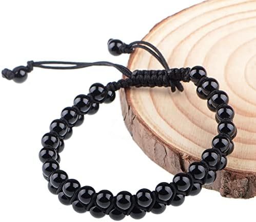 MASSIVE BEADS Natural Chakra Healing Power Crystals Macrame Bracelet Yoga Double Layer Stone Beads Gemstone Meditation Relax Anxiety Bangle for Unisex Women Men