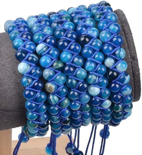 MASSIVE BEADS Natural Chakra Healing Power Crystals Macrame Bracelet Yoga Double Layer Stone Beads Gemstone Meditation Relax Anxiety Bangle for Unisex Women Men