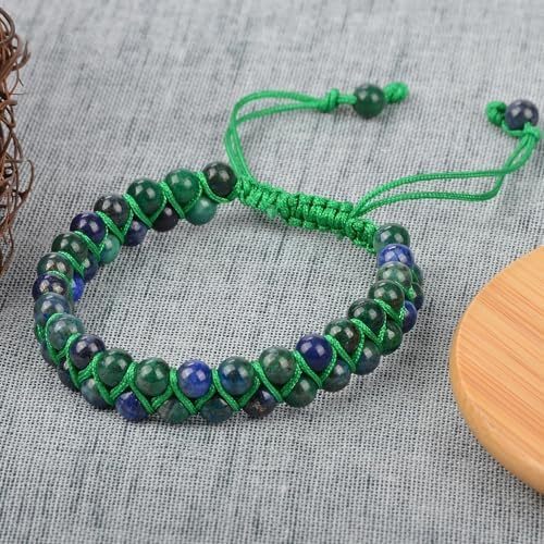 MASSIVE BEADS Natural Chakra Healing Power Crystals Macrame Bracelet Yoga Double Layer Stone Beads Gemstone Meditation Relax Anxiety Bangle for Unisex Women Men