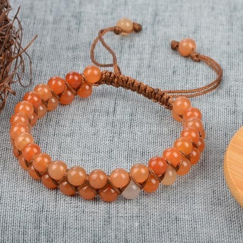 MASSIVE BEADS Natural Chakra Healing Power Crystals Macrame Bracelet Yoga Double Layer Stone Beads Gemstone Meditation Relax Anxiety Bangle for Unisex Women Men