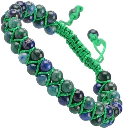 MASSIVE BEADS Natural Chakra Healing Power Crystals Macrame Bracelet Yoga Double Layer Stone Beads Gemstone Meditation Relax Anxiety Bangle for Unisex Women Men