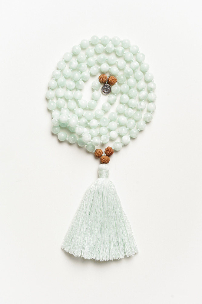 Natural jade horse knot necklace stone prayer 108 beads Rudraksha handcrafted for women