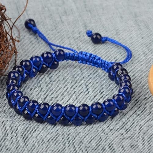 MASSIVE BEADS Natural Chakra Healing Power Crystals Macrame Bracelet Yoga Double Layer Stone Beads Gemstone Meditation Relax Anxiety Bangle for Unisex Women Men