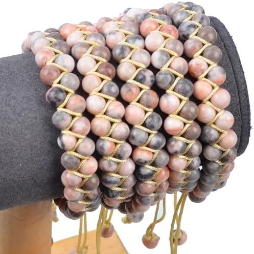 MASSIVE BEADS Natural Chakra Healing Power Crystals Macrame Bracelet Yoga Double Layer Stone Beads Gemstone Meditation Relax Anxiety Bangle for Unisex Women Men