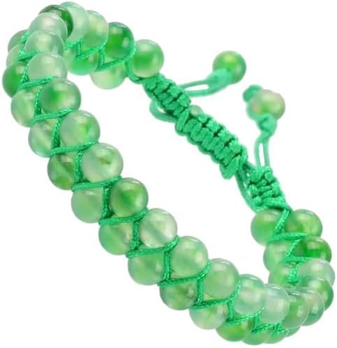 MASSIVE BEADS Natural Chakra Healing Power Crystals Macrame Bracelet Yoga Double Layer Stone Beads Gemstone Meditation Relax Anxiety Bangle for Unisex Women Men