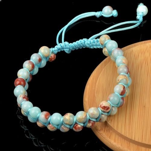 MASSIVE BEADS Natural Chakra Healing Power Crystals Macrame Bracelet Yoga Double Layer Stone Beads Gemstone Meditation Relax Anxiety Bangle for Unisex Women Men