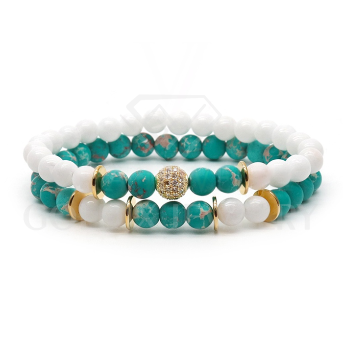 Goldix genuine jade gemstone bracelet, stacked women's natural stone jewelry, Mother's Day wholesale gift, stainless steel material