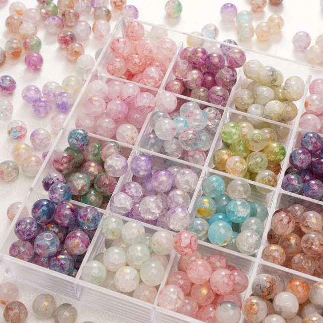Wholesale 10mm glass, jade, floral round beads, two-color DIY jewelry, bracelets, necklaces, loose natural crystal
