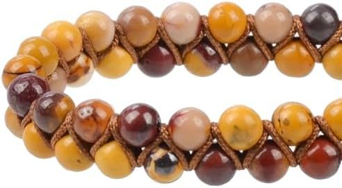 MASSIVE BEADS Natural Chakra Healing Power Crystals Macrame Bracelet Yoga Double Layer Stone Beads Gemstone Meditation Relax Anxiety Bangle for Unisex Women Men