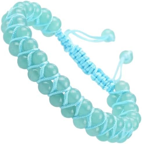MASSIVE BEADS Natural Chakra Healing Power Crystals Macrame Bracelet Yoga Double Layer Stone Beads Gemstone Meditation Relax Anxiety Bangle for Unisex Women Men
