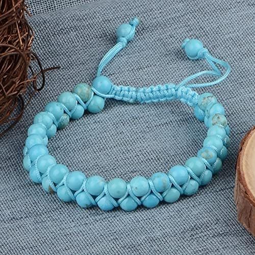 MASSIVE BEADS Natural Chakra Healing Power Crystals Macrame Bracelet Yoga Double Layer Stone Beads Gemstone Meditation Relax Anxiety Bangle for Unisex Women Men