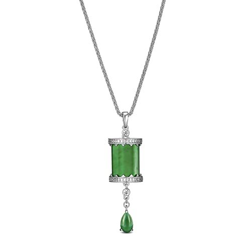 Genuine Jade Prayer Wheel or Beaded Necklace, Green Jade Pendant Necklace for Women, Women Genuine Jade Necklace, Gemstone Amulet Protection Necklace for Good Luck