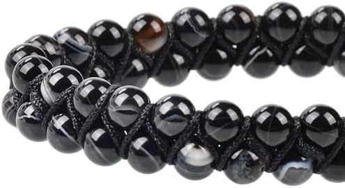 MASSIVE BEADS Natural Chakra Healing Power Crystals Macrame Bracelet Yoga Double Layer Stone Beads Gemstone Meditation Relax Anxiety Bangle for Unisex Women Men