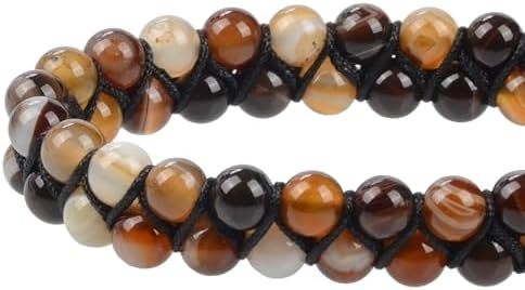 MASSIVE BEADS Natural Chakra Healing Power Crystals Macrame Bracelet Yoga Double Layer Stone Beads Gemstone Meditation Relax Anxiety Bangle for Unisex Women Men