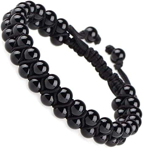 MASSIVE BEADS Natural Chakra Healing Power Crystals Macrame Bracelet Yoga Double Layer Stone Beads Gemstone Meditation Relax Anxiety Bangle for Unisex Women Men