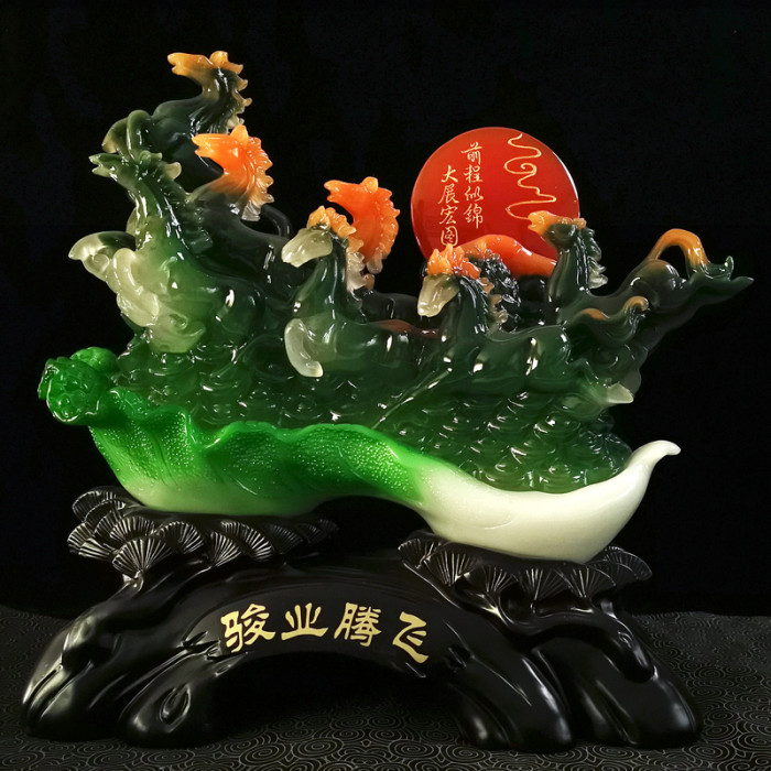 Chinese-style garden home Jade Horse sculpture decoration feng shui resin Eight Horses New home Guardian and house protection decoration statue sculpture