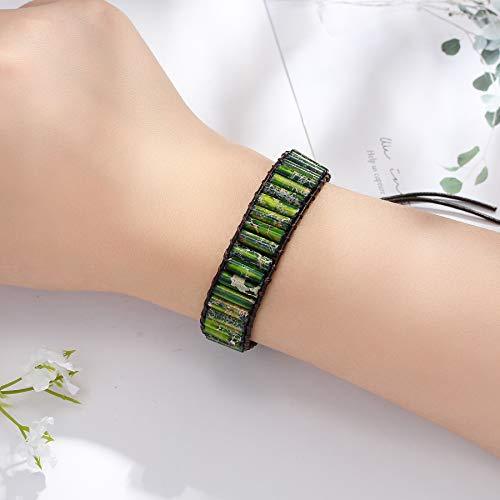 Plumiss Women Boho Handmade Natural Stone Crystal Leather Bead Wrap Bracelets Collection