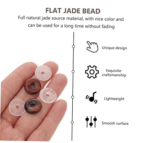 5Pcs Natural Jade Flat Beads Pendant for Jewelry Making DIY Craft Charms Elegant Design Durable Smooth Surface for Necklaces and Bracelets