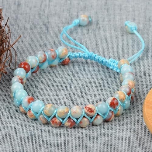 MASSIVE BEADS Natural Chakra Healing Power Crystals Macrame Bracelet Yoga Double Layer Stone Beads Gemstone Meditation Relax Anxiety Bangle for Unisex Women Men