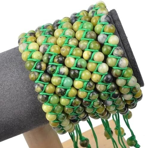 MASSIVE BEADS Natural Chakra Healing Power Crystals Macrame Bracelet Yoga Double Layer Stone Beads Gemstone Meditation Relax Anxiety Bangle for Unisex Women Men