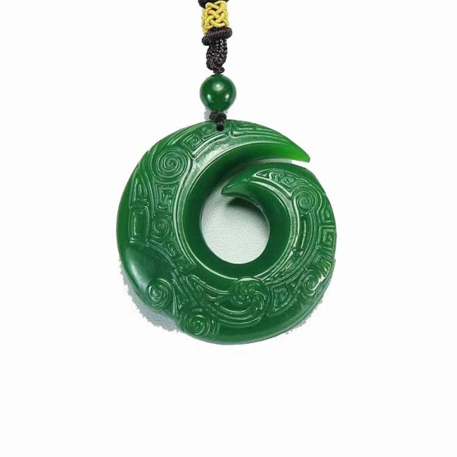 Wholesale jade rune pendants, Chinese-style fashionable carved natural double-sided necklaces