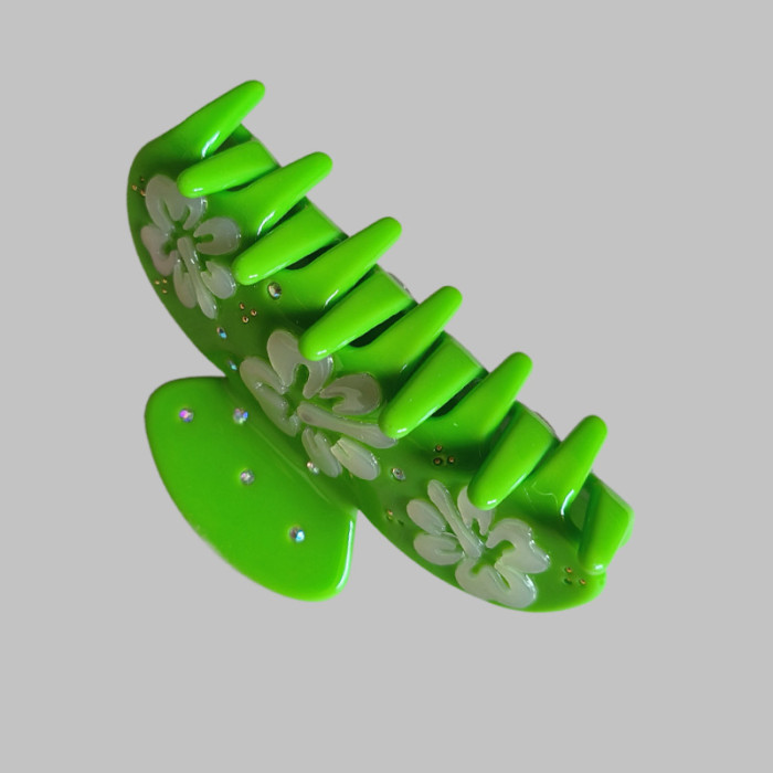Honey flower white jade flower green semi-round hair gripper round clip