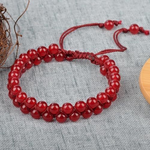 MASSIVE BEADS Natural Chakra Healing Power Crystals Macrame Bracelet Yoga Double Layer Stone Beads Gemstone Meditation Relax Anxiety Bangle for Unisex Women Men