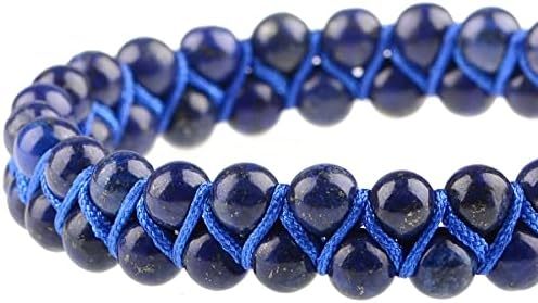 MASSIVE BEADS Natural Chakra Healing Power Crystals Macrame Bracelet Yoga Double Layer Stone Beads Gemstone Meditation Relax Anxiety Bangle for Unisex Women Men