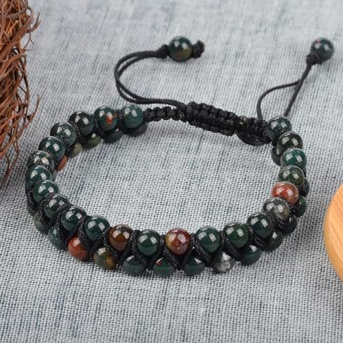 MASSIVE BEADS Natural Chakra Healing Power Crystals Macrame Bracelet Yoga Double Layer Stone Beads Gemstone Meditation Relax Anxiety Bangle for Unisex Women Men