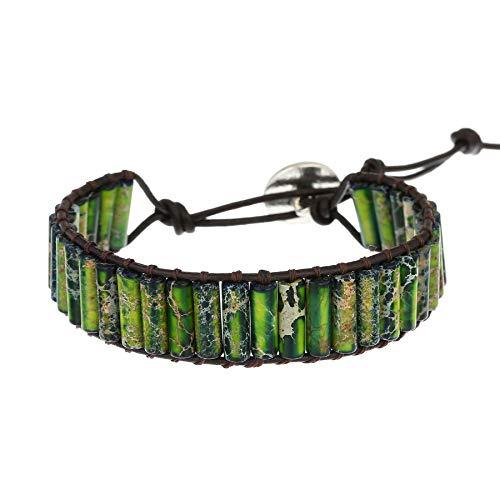 Plumiss Women Boho Handmade Natural Stone Crystal Leather Bead Wrap Bracelets Collection