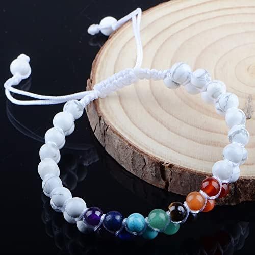 MASSIVE BEADS Natural Chakra Healing Power Crystals Macrame Bracelet Yoga Double Layer Stone Beads Gemstone Meditation Relax Anxiety Bangle for Unisex Women Men