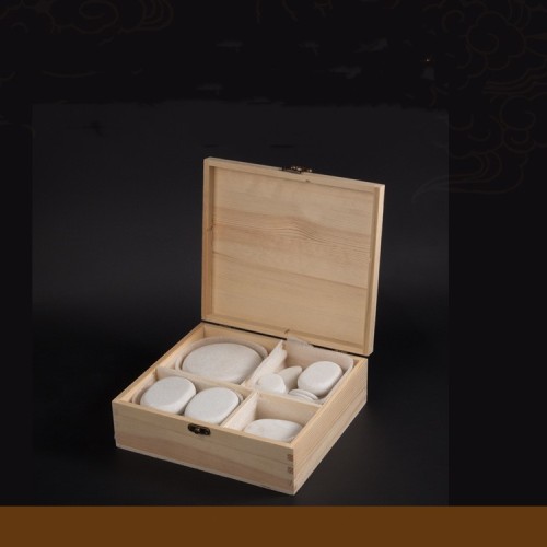 14pcs professional hot massage stone white jade set Heating stone jade ware Warm stone men's and women's spa massage therapy