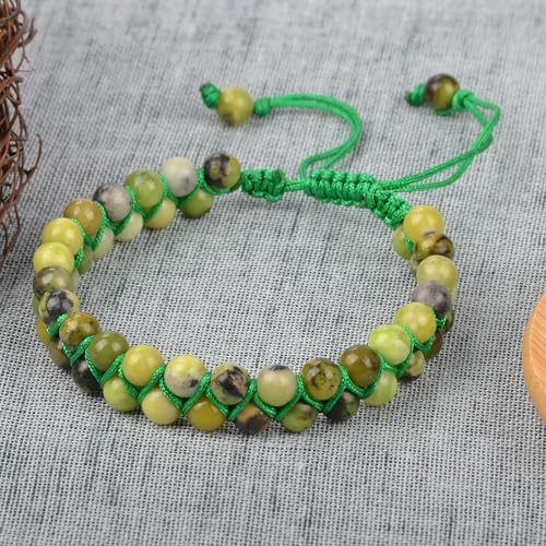 MASSIVE BEADS Natural Chakra Healing Power Crystals Macrame Bracelet Yoga Double Layer Stone Beads Gemstone Meditation Relax Anxiety Bangle for Unisex Women Men