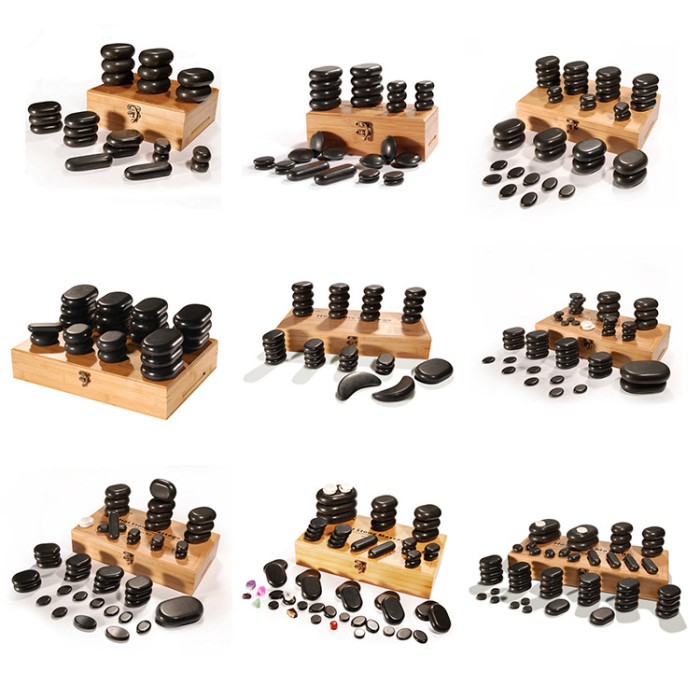 14pcs professional hot massage stone white jade set Heating stone jade ware Warm stone men's and women's spa massage therapy