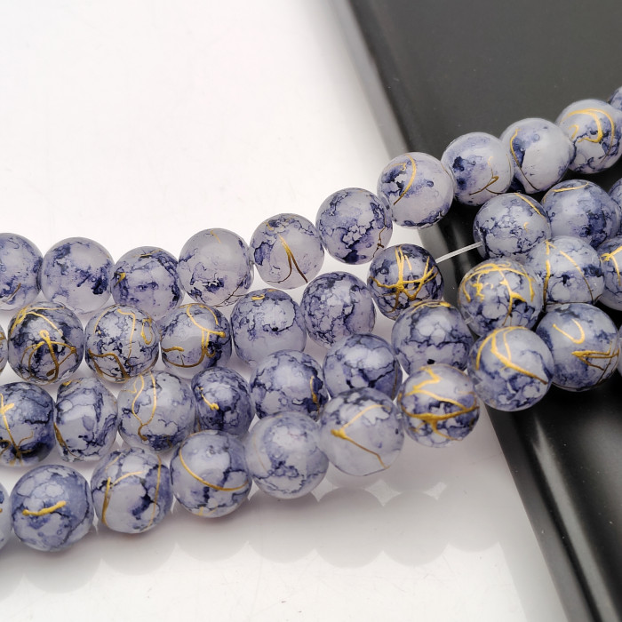 Wholesale 10mm glass, jade, floral round beads, two-color DIY jewelry, bracelets, necklaces, loose natural crystal