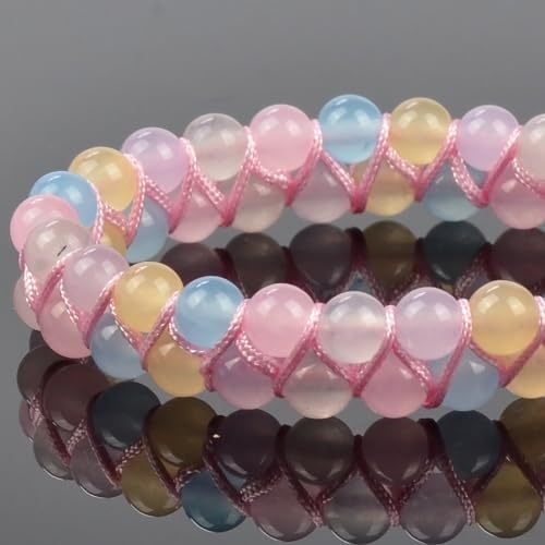 MASSIVE BEADS Natural Chakra Healing Power Crystals Macrame Bracelet Yoga Double Layer Stone Beads Gemstone Meditation Relax Anxiety Bangle for Unisex Women Men