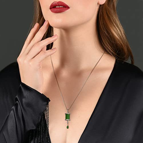 Genuine Jade Prayer Wheel or Beaded Necklace, Green Jade Pendant Necklace for Women, Women Genuine Jade Necklace, Gemstone Amulet Protection Necklace for Good Luck