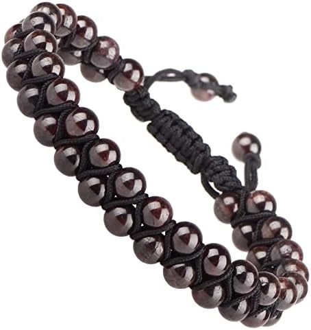 MASSIVE BEADS Natural Chakra Healing Power Crystals Macrame Bracelet Yoga Double Layer Stone Beads Gemstone Meditation Relax Anxiety Bangle for Unisex Women Men