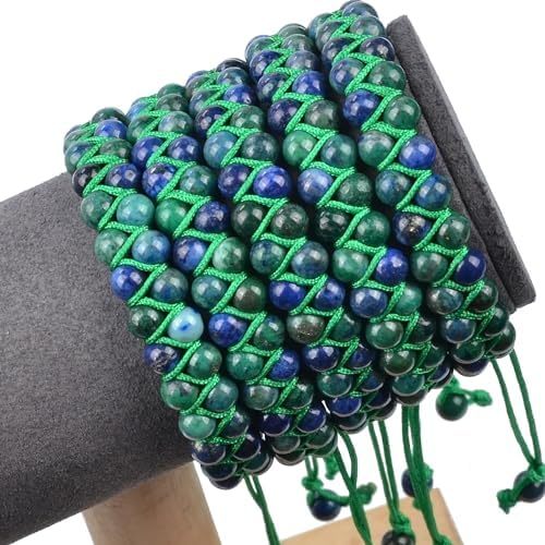 MASSIVE BEADS Natural Chakra Healing Power Crystals Macrame Bracelet Yoga Double Layer Stone Beads Gemstone Meditation Relax Anxiety Bangle for Unisex Women Men