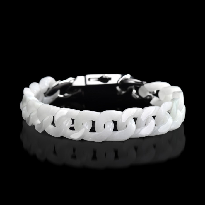 Wholesale genuine natural jadeite Cuban chain jadeite bracelet, hip-hop trendy and personalized jadeite bracelet SL139/SL140