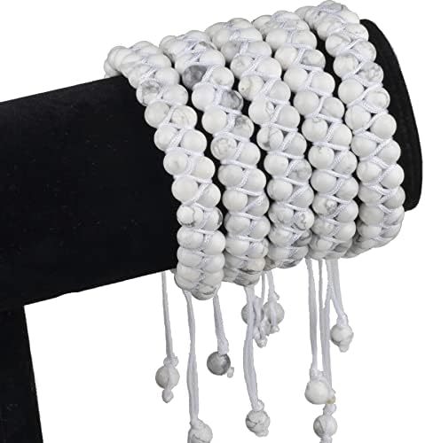 MASSIVE BEADS Natural Chakra Healing Power Crystals Macrame Bracelet Yoga Double Layer Stone Beads Gemstone Meditation Relax Anxiety Bangle for Unisex Women Men