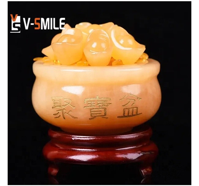 Natural yellow jade ingot ornaments, feng shui decorations, yellow jade stone carvings, crystal jade craft souvenirs and gifts