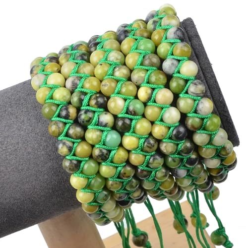 MASSIVE BEADS Natural Chakra Healing Power Crystals Macrame Bracelet Yoga Double Layer Stone Beads Gemstone Meditation Relax Anxiety Bangle for Unisex Women Men